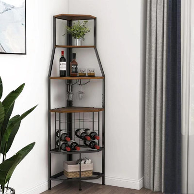 Reineke 16 Bottle Floor Wine Bottle & Glass Rack
