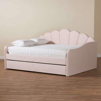 Foust Timila Modern and Contemporary Velvet Upholstered Daybed with Trundle by Everly Quinn