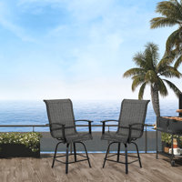 PVC-Coated Polyester 24 Swiveling Patio Bar Stool by Red Barrel Studio