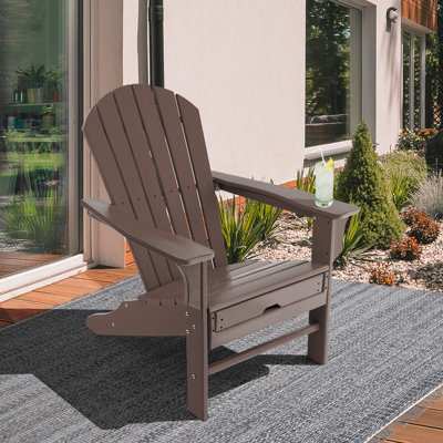 Calaway Retractable Plastic Adirondack Chair with Ottoman by Rosecliff Heights