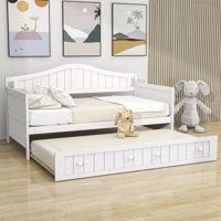 Twin Size Wood Daybed With Trundle Bed by Red Barrel Studio