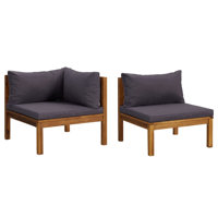 27.2" Wide Acacia Wood Species Square Patio Sofa with Cushions