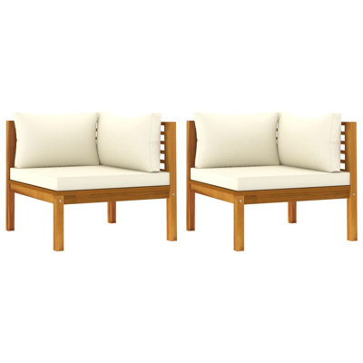 27.2" Wide Acacia Wood Species Square Patio Sofa with Cushions by Latitude Run