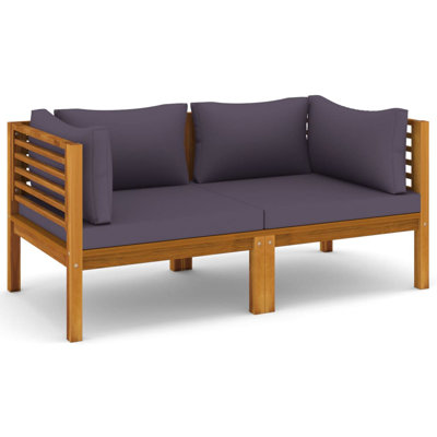 27.2" Wide Acacia Wood Species Square Patio Sofa with Cushions by Latitude Run