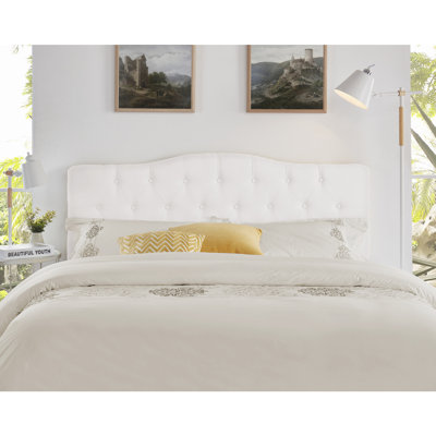 Button Tufted Upholstered Adjustable Full Size Headboard in Linen Fabric, Metal Legs by Red Barrel Studio