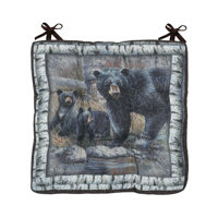 Bear Lodge Cabin Woodland Forest Outdoor Themed 18” x 18” 1-Piece Comfortable Chair Seat Cushion by Loon Peak