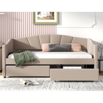 Modern Upholstered Daybed with Two Drawers by Willa Arlo Interiors