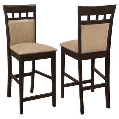 Upholstered Counter Height Stools Cappuccino And Tan (Set Of 2) by Red Barrel Studio