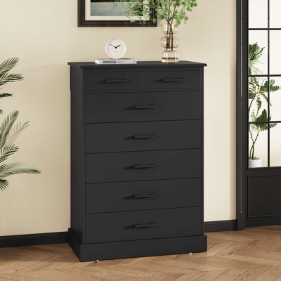 7 Drawer Dresser, Tall Dresser For Bedroom With Sturdy Base, Wood Storage Tower Clothes Organizer, Large Storage Cabinet, Chest Of Drawers For Closet, by Red Barrel Studio