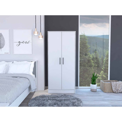 71" White Wood Two Door Single Drawer Combo Dresser by Latitude Run
