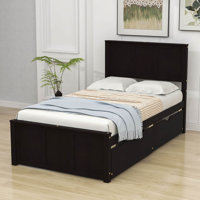 Twin Size Wooden Platform Bed With 2 Storage Drawers by Harriet Bee