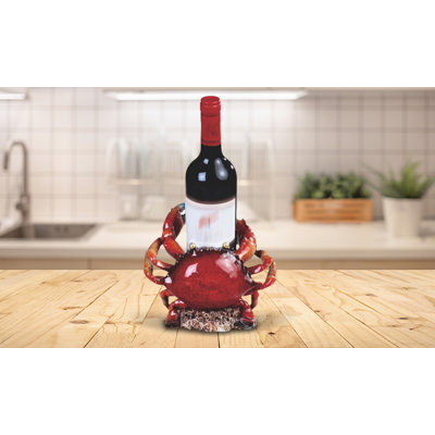 Treska Treska 8"H Red Crab Wine Rack Bottle Holder Dining Room Figurine Unique Gifts