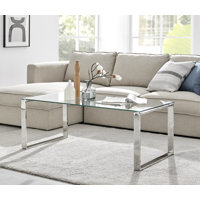 Eugenia Modern Sleek Sled Design Chrome Metal and Glass Coffee Table by East Urban Home