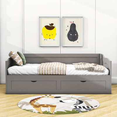 Dyuti Twin Size Wooden Daybed with Trundle and Two Storage Drawers by Harriet Bee