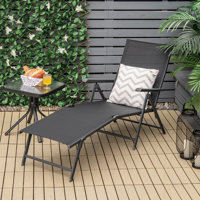 Arlmont & Co. Patio Folding Chaise Lounge Chair Outdoor Portable Reclining Lounger Beach Brown by Arlmont & Co.