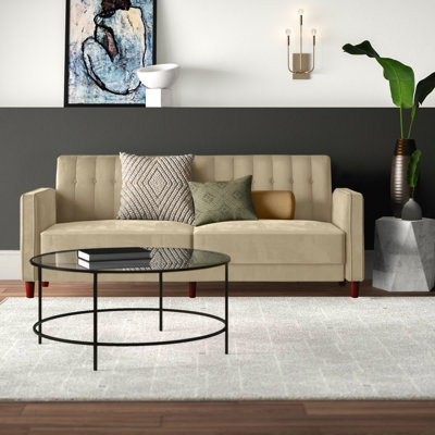 Perdue 81.5" Velvet Square Arm Convertible Sofa by Mercury Row