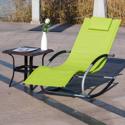 Orren Ellis Green steel U shape rocking lounge chair 009 Silver Metal Frame Chaise Lounge Chair(s) with Solid Seat