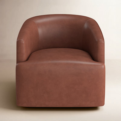 Winslow Top Grain Genuine Leather Swivel Barrel Chair by Birch Lane