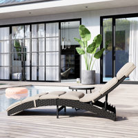 Ansgard 60.4" Long Reclining Single Chaise with Cushions by Wrought Studio