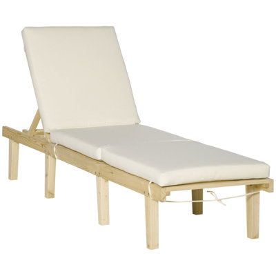 Chaise Lounge Chair For Outdoor, Patio Recliner With 4-Position Adjustable Backrest And Cushion For Deck, Beach, Lawn And Sunbathing
