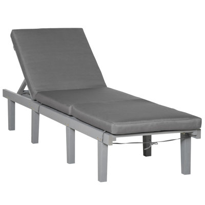 Chaise Lounge Chair For Outdoor, Patio Recliner With 4-Position Adjustable Backrest And Cushion For Deck, Beach, Lawn And Sunbathing by Ebern Designs
