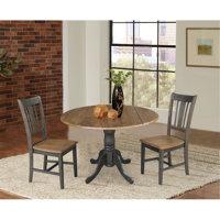 Khodor 3 Piece Drop Leaf Solid Wood Dining Set by Loon Peak