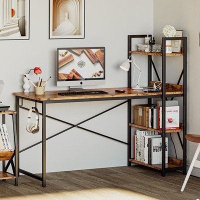 Sarahlouise Computer Desk with Power Outlet & Storage Shelves, PC Desk Workstation for Home Office by 17 Stories