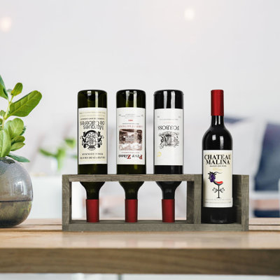 Maddilynn 4 Bottle Solid Wood Wine Bottle Rack in Brown by Gracie Oaks