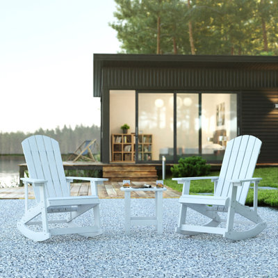 Baltazar All-Weather Poly Resin Wood Adirondack Rocking Chairs with Side Table by Beachcrest Home
