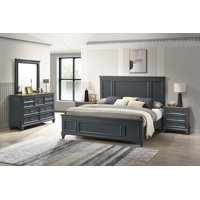 Semaj Wood Bedroom Set With Shiplap Panel King Bed, Dresser, Mirror, and Two Nightstands by Laurel Foundry Modern Farmhouse