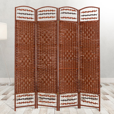 Tonalea 62" W x 68" H 4 - Panel Bamboo Folding Room Divider by Highland Dunes