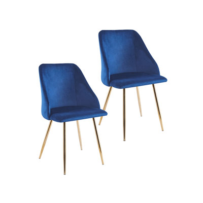 Amaia Velvet Upholstered Dining Chair with Gold Accent Legs by Everly Quinn