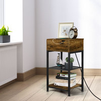 Sidiki End Table with Storage and Built-In Outlets by 17 Stories