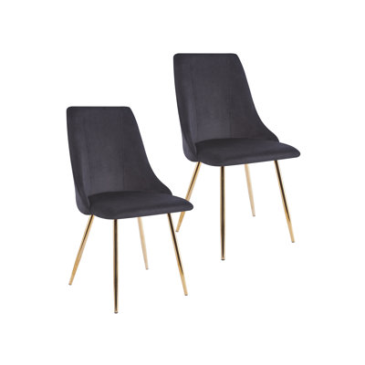 Velvet Upholstered Dining Chair with Gold Accent Legs by Everly Quinn