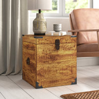 Mifley Solid Wood Block End Table with Storage