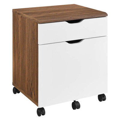 Modway Envision Mid-Century Modern Office File Cabinet in Walnut White by Modway