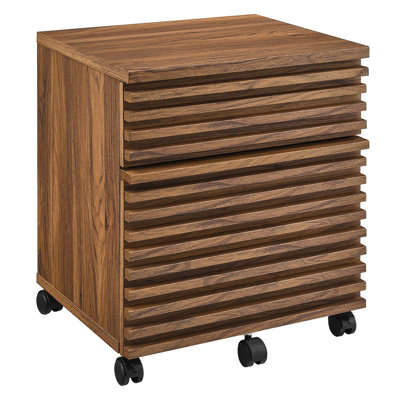 Modway Render Mid-Century Modern Office File Cabinet in Walnut by Modway