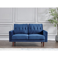 Small Space Velvet Cushion Back Sofa by Mercer41
