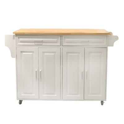 Kitchen Island, Kitchen Cart With Storage Cabinets, Drawers And Wheels, White by Winston Porter