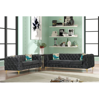 Duban 2 Piece Velvet Living Room Set by Mercer41