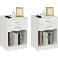 Nightstands With Charging Station & Drawers,night Stands For Bedrooms by Ebern Designs