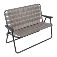 Lysha Camp & Go High Seat Outdoor Double Wide Loveseat Web Folding Chair, Grey, 45.94" W x 22.63" D x 33.14" H by Arlmont & Co.