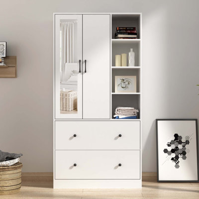 Ziyah Modern Wardrobe with Scalable Hanging Rod and Spacious Storage by Ebern Designs