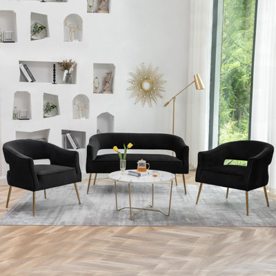 Deybi 3 Piece Velvet Living Room Set by Mercer41
