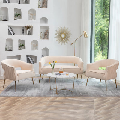 Deybi 3 Piece Velvet Living Room Set by Mercer41
