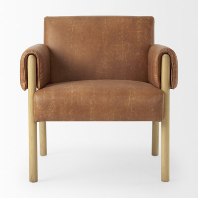 Jewels 29.7" W Top Grain Genuine Leather Armchair by Corrigan Studio