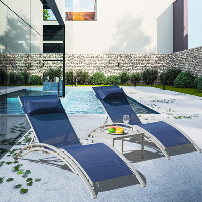 3 PCS Yunis Outdoor Metal Chaise Lounge Set with Table by Ebern Designs