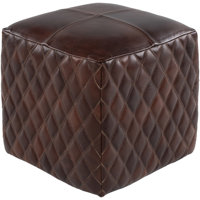 Tearsa 18" Wide Genuine Leather Square Cube Ottoman by 17 Stories