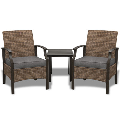 Emmerlyn 3 Piece Rattan Seating Group with Cushions by Winston Porter