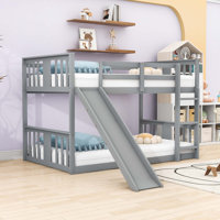 Ethyleen Twin Over Twin Wood Bunk Bed with Slide by Harriet Bee